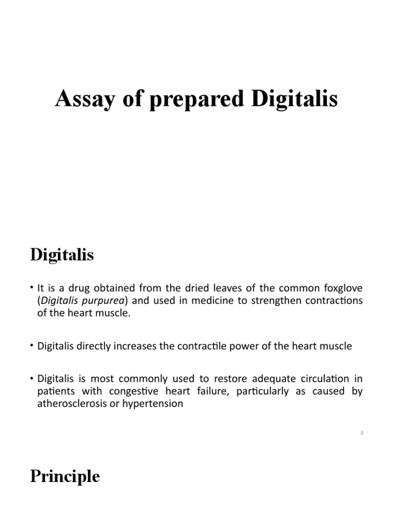 Lecture 4 Bioassay of Digitalis PDF Anesthesia Dose (Biochemistry)