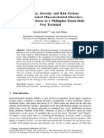 Prevalence, Severity, and Risk Factors of Work-Related Musculoskeletal Disorders Among Stevedores in A Philippine Break-Bulk Port Terminal