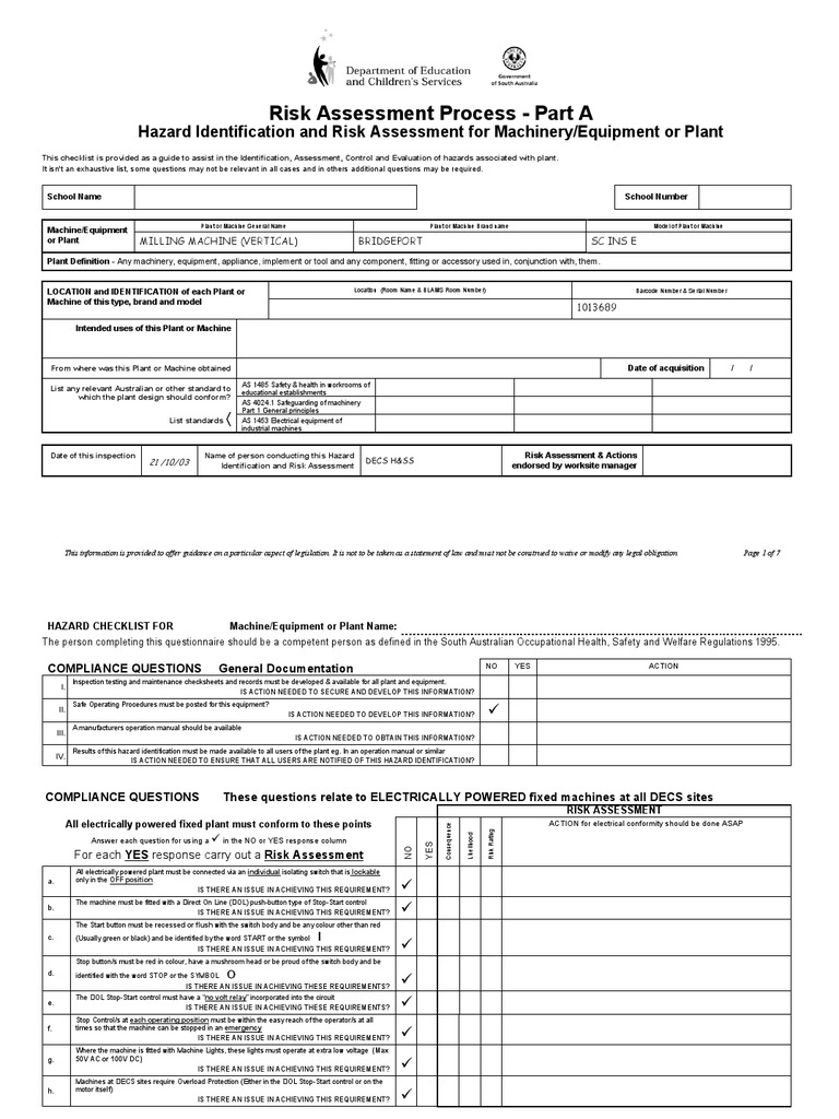 Milling_Machine_vertical Risk Assessment Risk Free 30day Trial