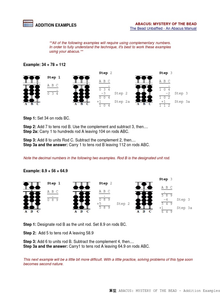 Step 1 Step 2 Step 3: The Bead Unbaffled - An Abacus Manual | PDF ...