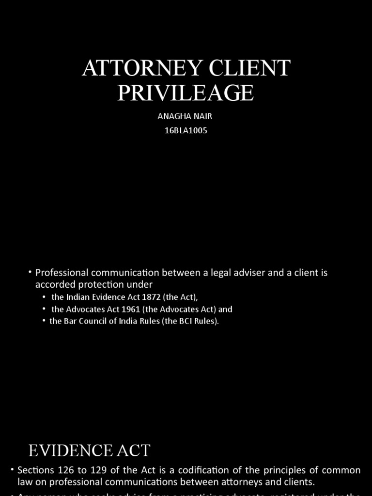 Attorney-Client Privilege in India | PDF | Attorney–Client Privilege ...