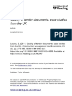 Quality of Tender Documents: Case Studies From The UK: WWW - Reading.ac - Uk/centaur