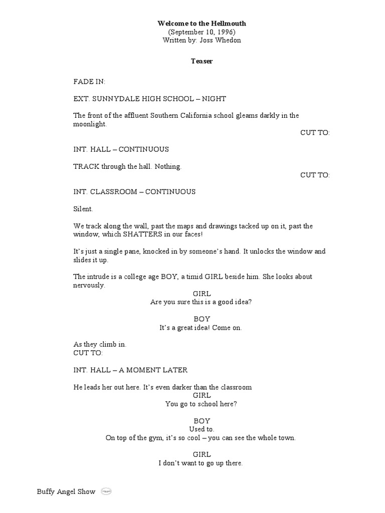 Buffy Pilot PDF Willow Rosenberg Works