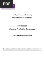 MATS21201 - Garment Production Technology Unit Handbook 2020-21 V2