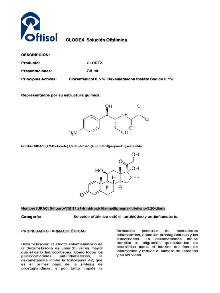 Clodex: Gotas Oftálmicas Antibióticas | PDF | Glaucoma | Corticosteroides