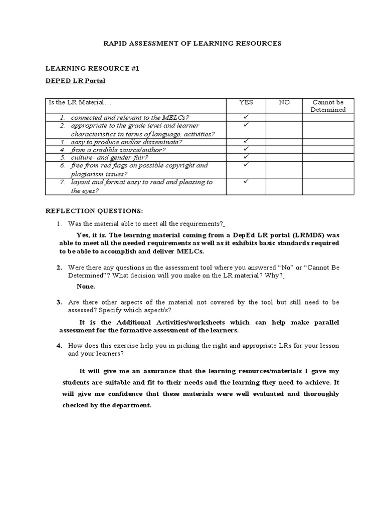 Is The LR Material YES NO Cannot Be Determined | PDF | Learning ...