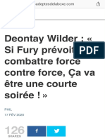 Deontay Wilder  « Si Fury prévoit combattre force contre force, Ça va être une courte soirée ! » - Les Adeptes de la Boxe