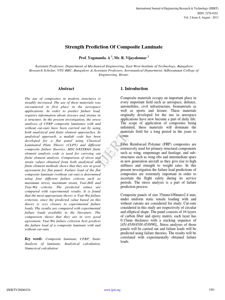 Ijert Ijert: Strength Prediction of Composite Laminate | PDF | Strength ...