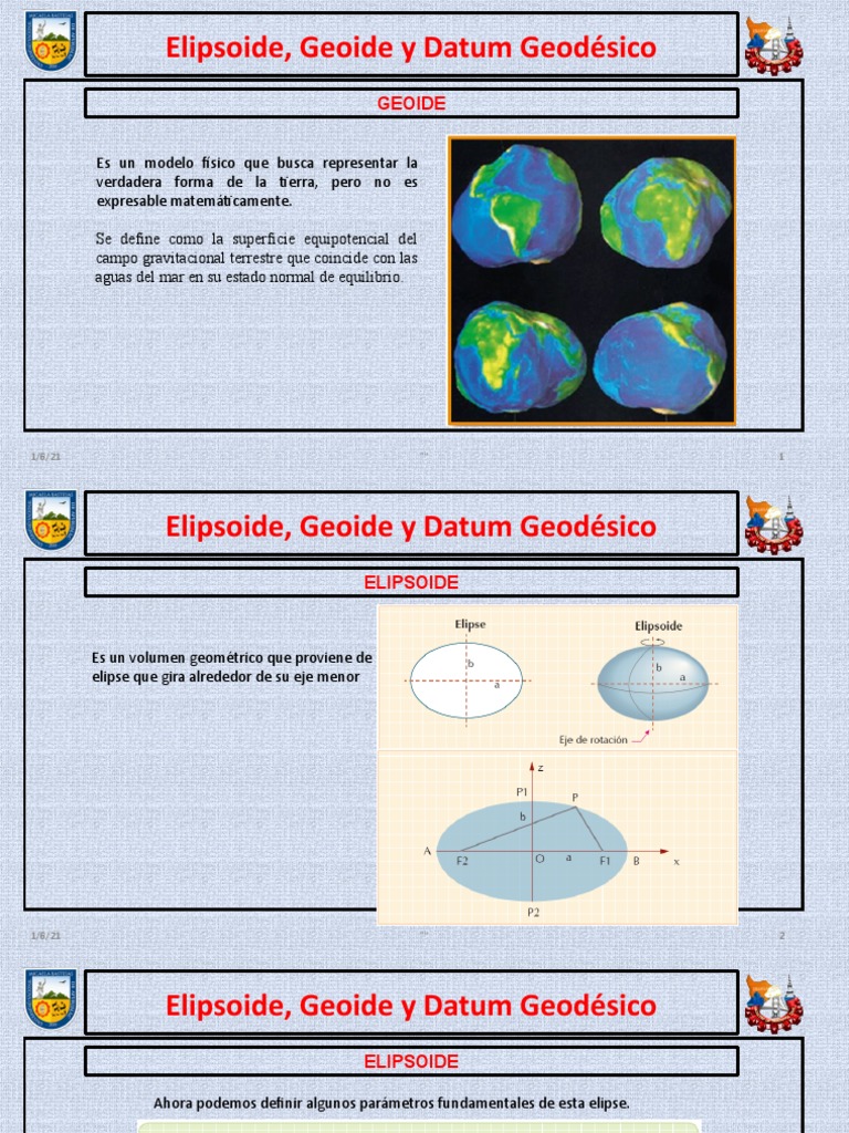 Elipsoide, Geoide y Datum Geodésico | PDF | Geodesia | Geofísica