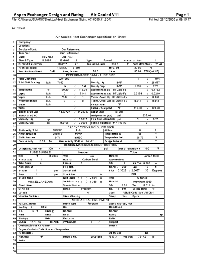 Heat Exchanger Sizing AC6050 1 PDF Heat Exchanger Gases