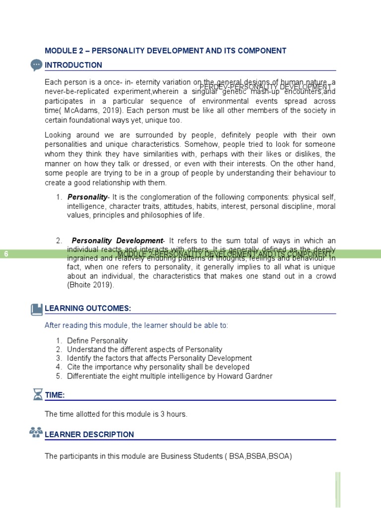 Components of Personality Development | PDF | Self Actualization ...