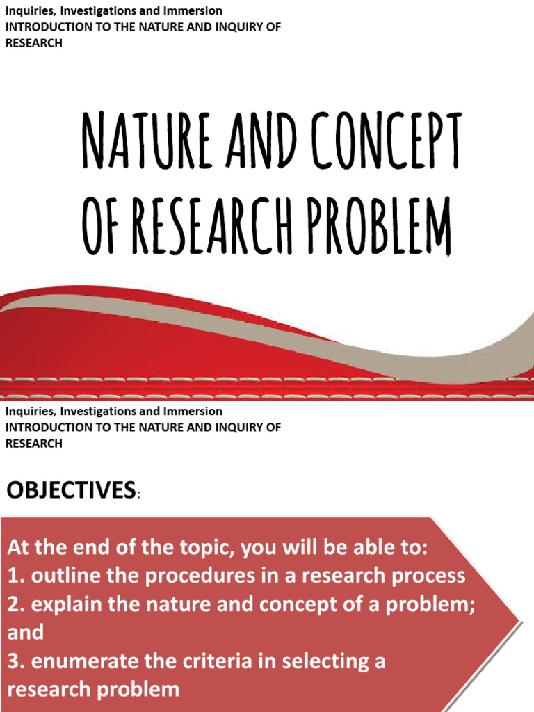 Week 02 Nature and Concept of Research Problem | PDF | Inquiry | Theory