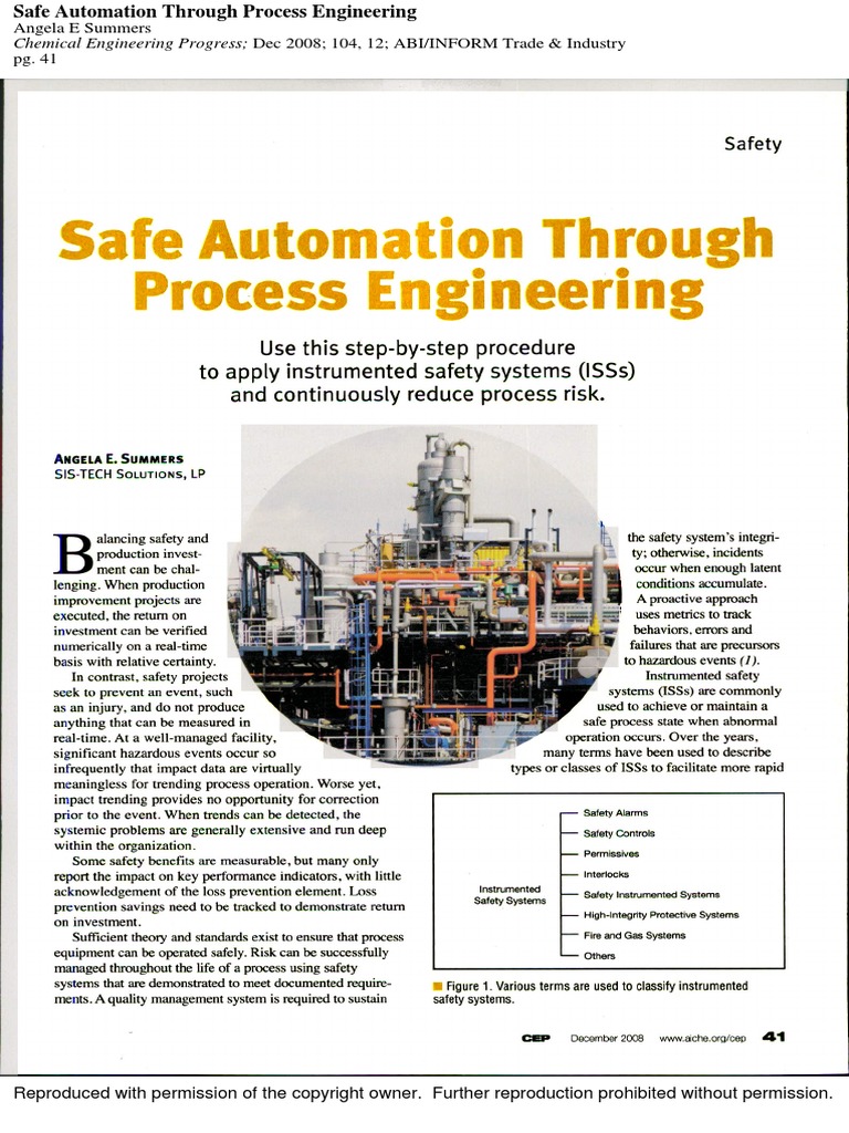 Safe Automation Through Process Engineering | PDF