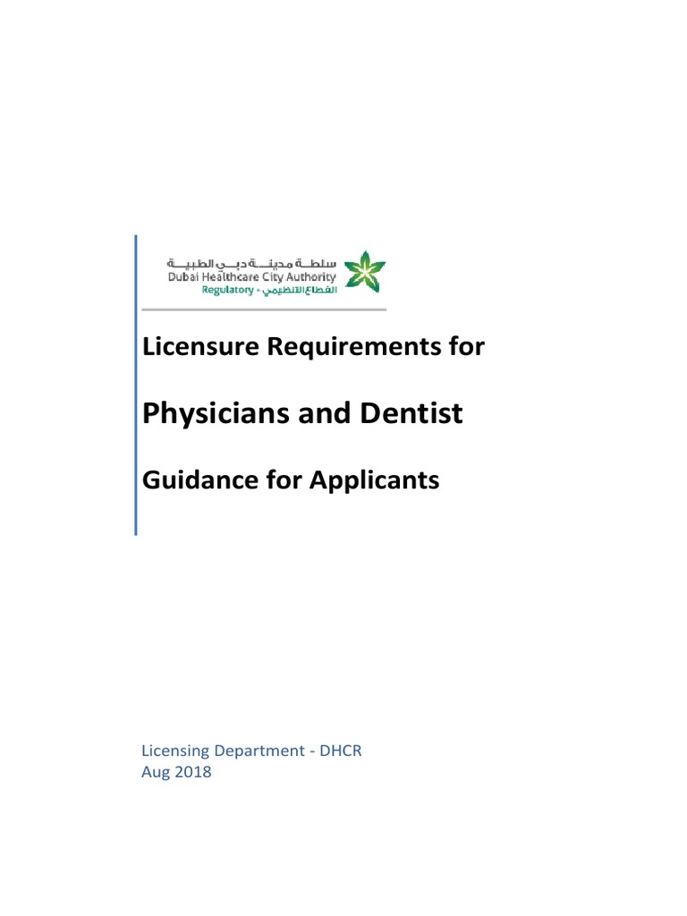 Guidance on Licensure Requirements for Physicians and Dentists in Dubai
