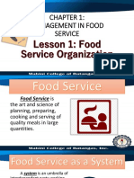 LESSON 1 Food Service Organization