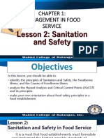 LESSON 2 Sanitation and Safety