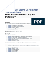 Example Six Sigma Certification Test Questions