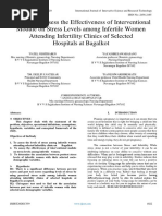 A Study To Assess The Effectiveness of Interventional Module On Stress Levels Among Infertile Women Attending Infertility Clinics of Selected Hospitals at Bagalkot