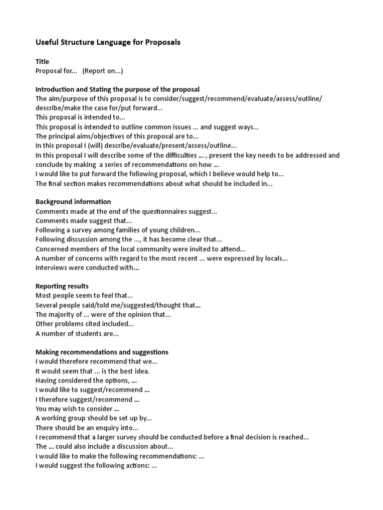 Useful Structure Language For Proposals | PDF | Survey | Science