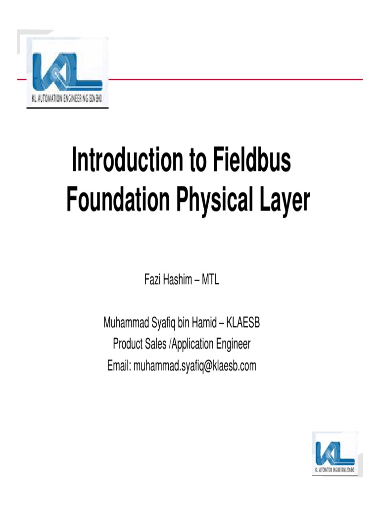 Introduction To Fieldbus Foundation Physical Layer Fazi Hashim MTL