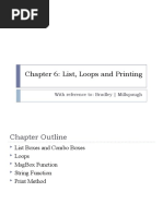 CHAPTER 6 - List, Loops and Printing