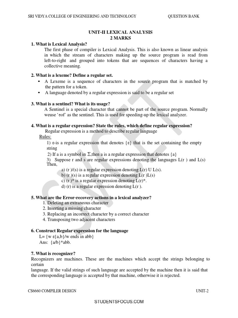 Compiler Design Lexical Analysis | PDF | Computer Programming | Models ...