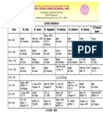 St. Francis Xavier School Program Schedule