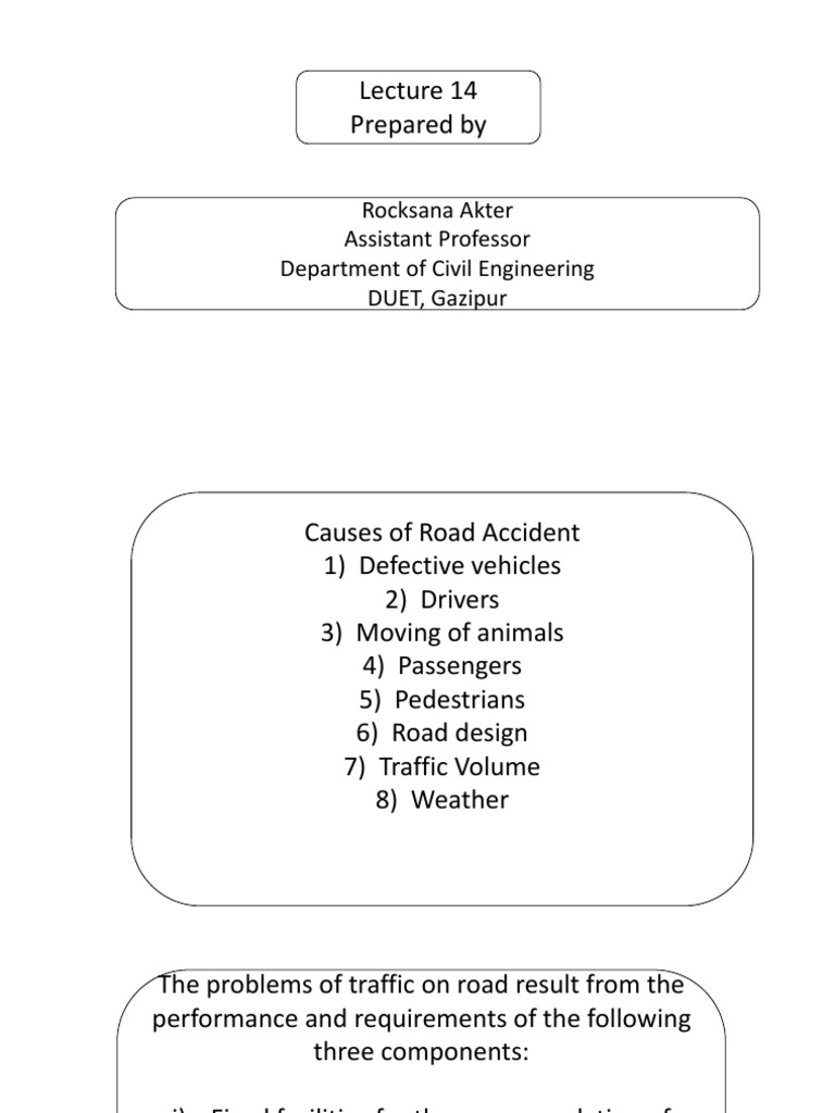 Causes Road Accidents Engineering Methods Traffic Safety | PDF ...