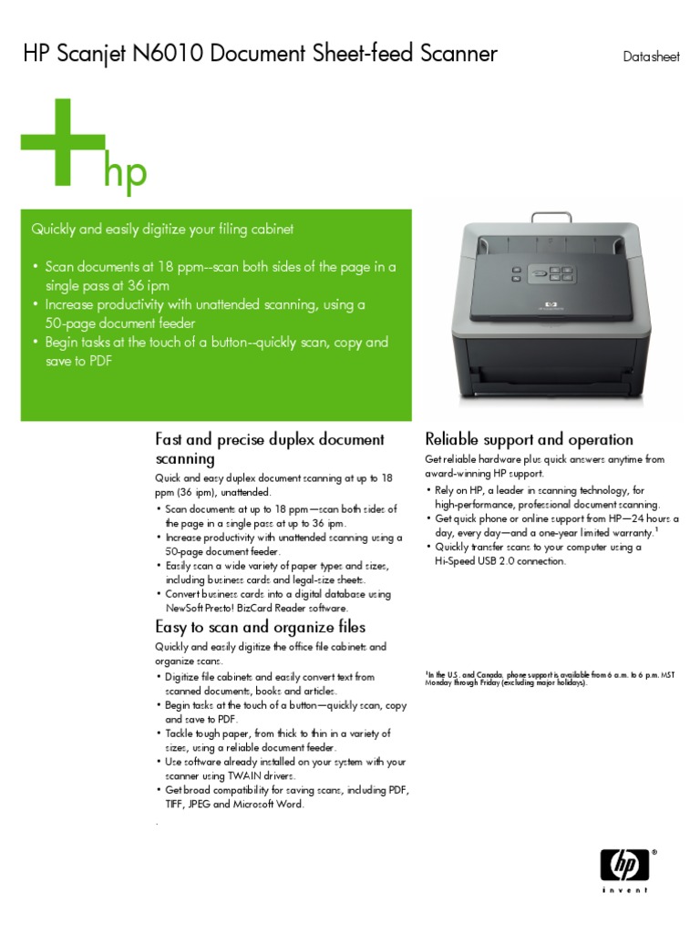 HP Scanjet N6010 PDF PDF Image Scanner Microsoft Windows