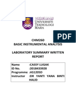 CHM260 Basic Instrumental Analysis Laboratory Summary Written