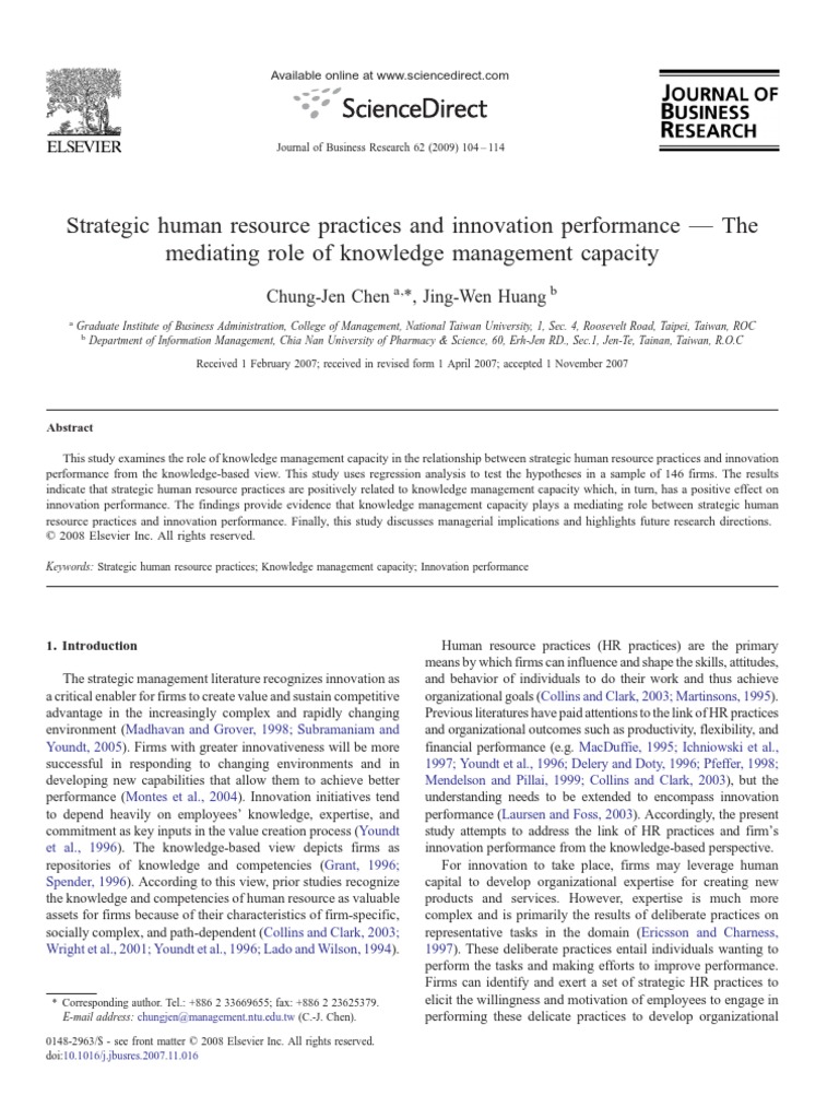 Strategic Human Resource Practices Innovation Performance PDF | PDF ...