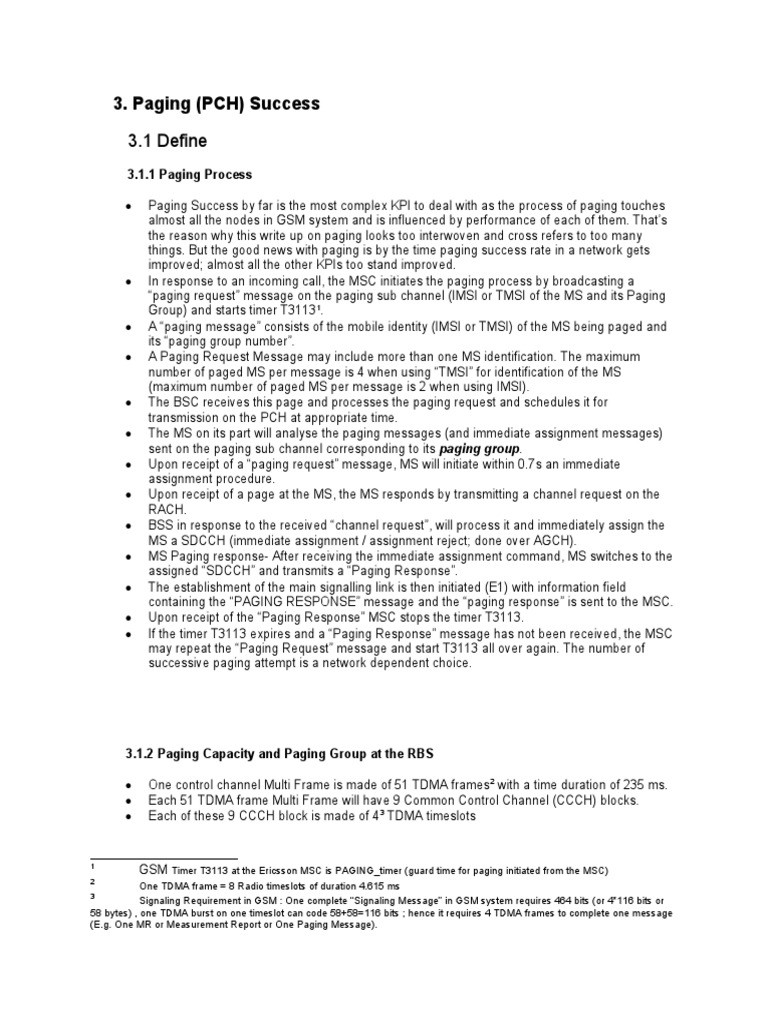 Paging (PCH) Success 3.1 Define PDF Digital Technology