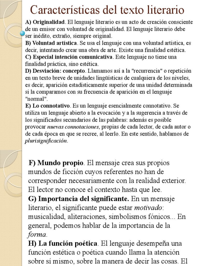 Características del texto literario