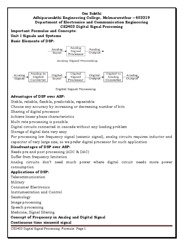 2 CS2403 Formula PDF Discrete Fourier Transform Analog To Digital