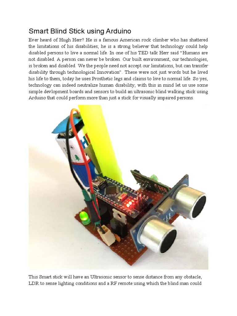 Smart Blind Stick Using Arduino | PDF
