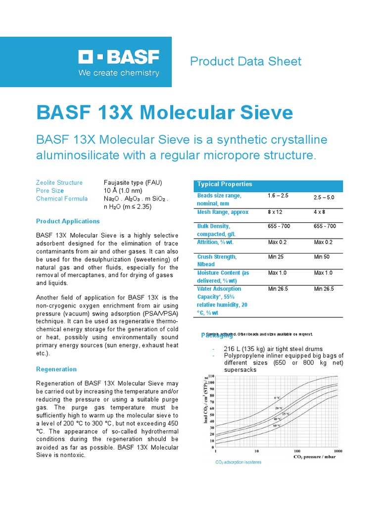 BASF 13X Molecular Sieve: Product Data Sheet | PDF | Adsorption ...