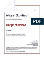 Volodymyr Bilotserkivskyi: Principles of Economics