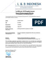 Pt. L & B Indonesia: Certificate of Employment Surat Keterangan Kerja
