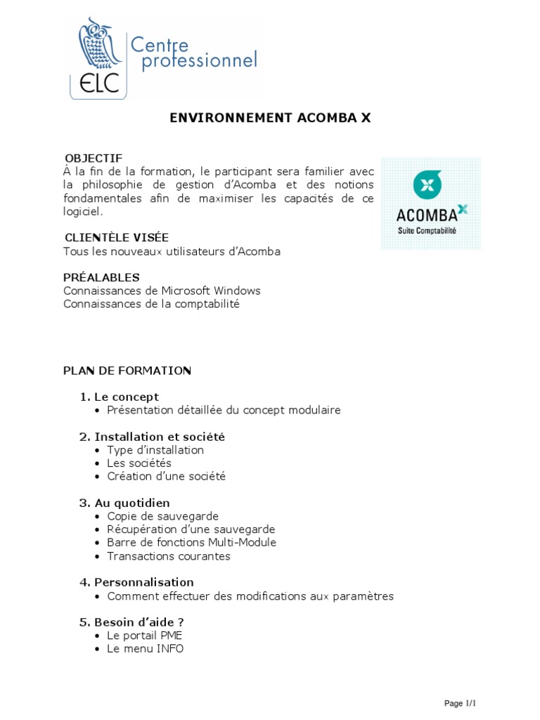 Formation Acomba X : Guide pour Débutants | PDF