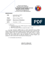 Memorandum FOR: Acting Director, PNPTI: Philippine National Police Training Institute Regional Training Center 5