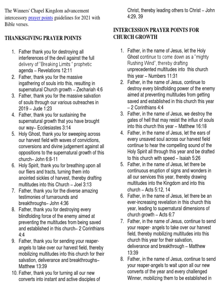Kingdom Advancement Prayer Points Pdf Acts Of The Apostles Jesus