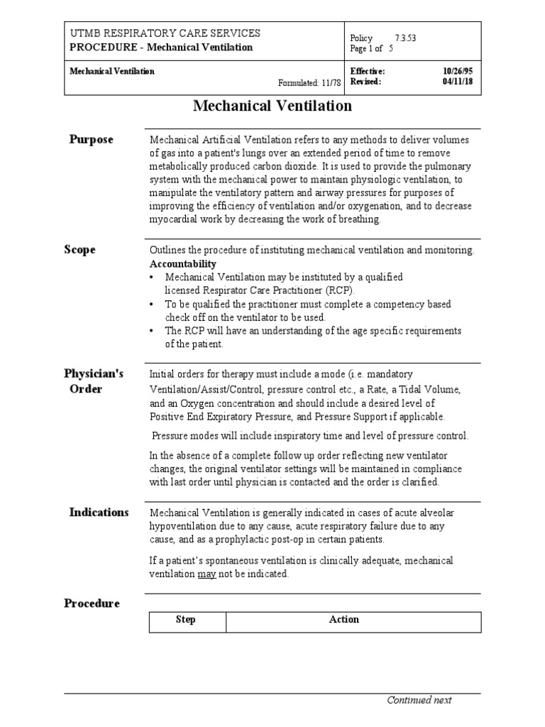 07.03.53 Mechanical Ventilation | PDF | Breathing | Medical Treatments