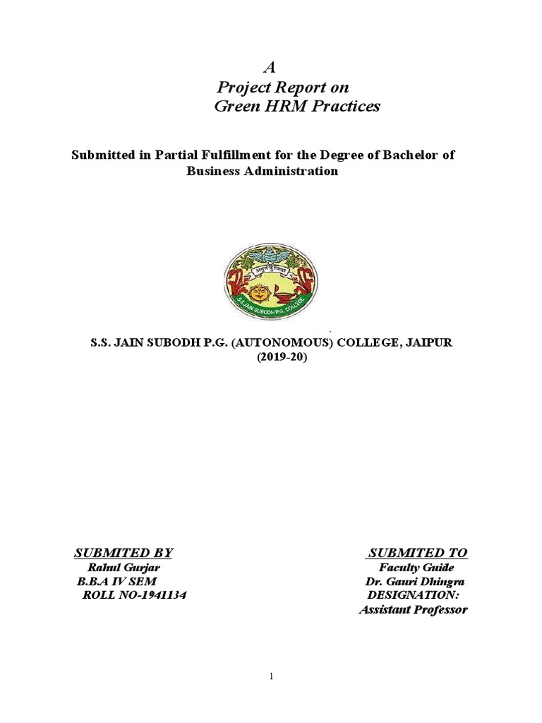 Project Bba Sem 4 | PDF | Human Resource Management | Sustainability