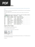 Pivot Tables