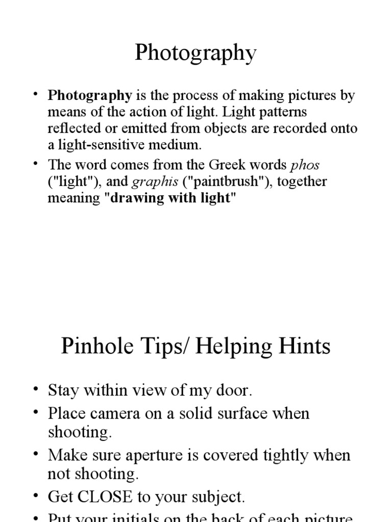 Pinhole Photography Techniques Guide | PDF | Exposure (Photography ...