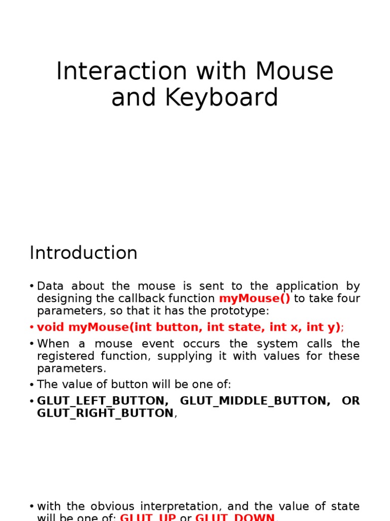 Interaction With Mouse and Keyboard-Lecture-4a | PDF