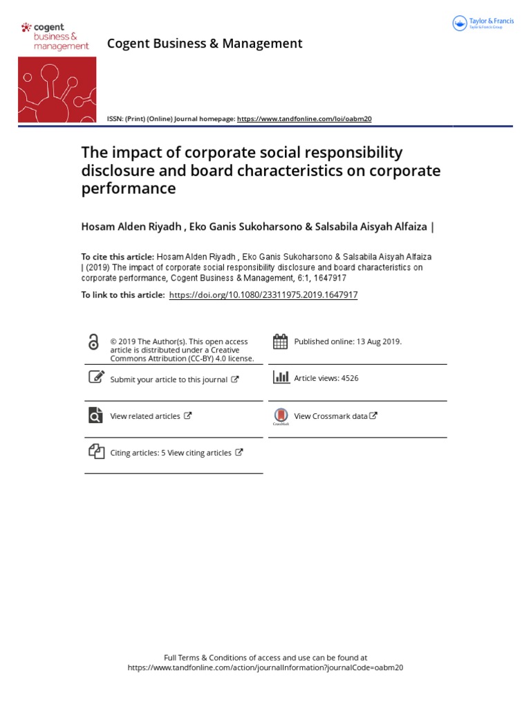 The Impact of Corporate Social Responsibility Disclosure and Board ...