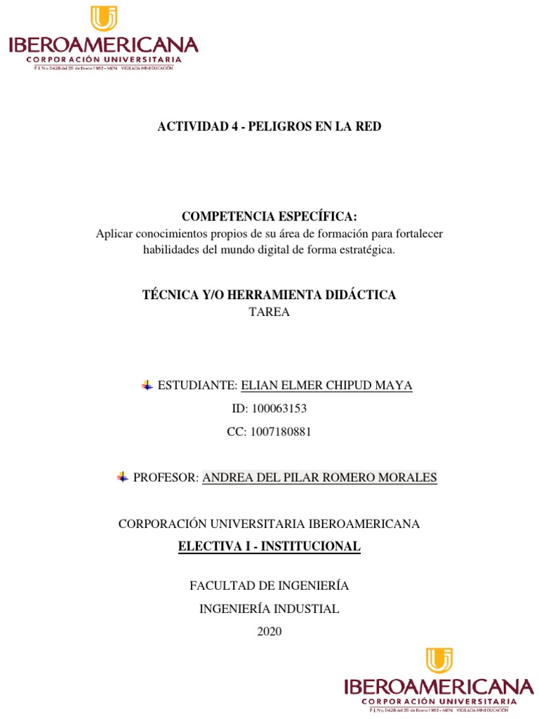 Actividad 4 - Peligros en La Red | PDF | Servicio de redes sociales ...