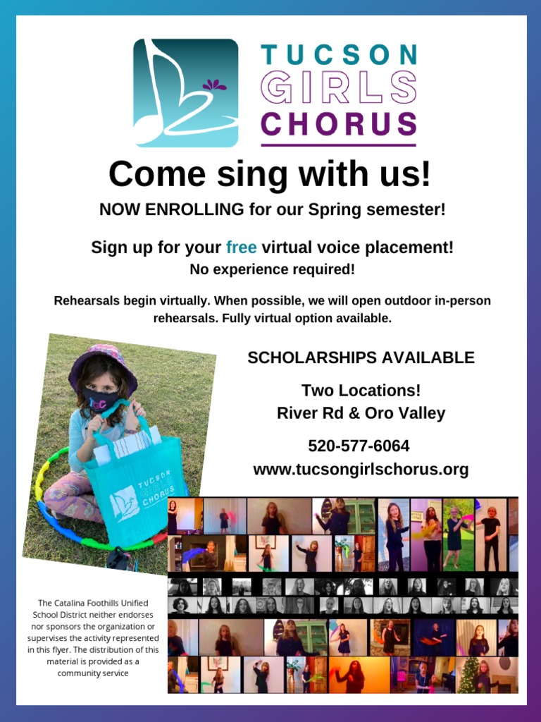 Tucson Girls Chorus Spring Semester Flyer | PDF