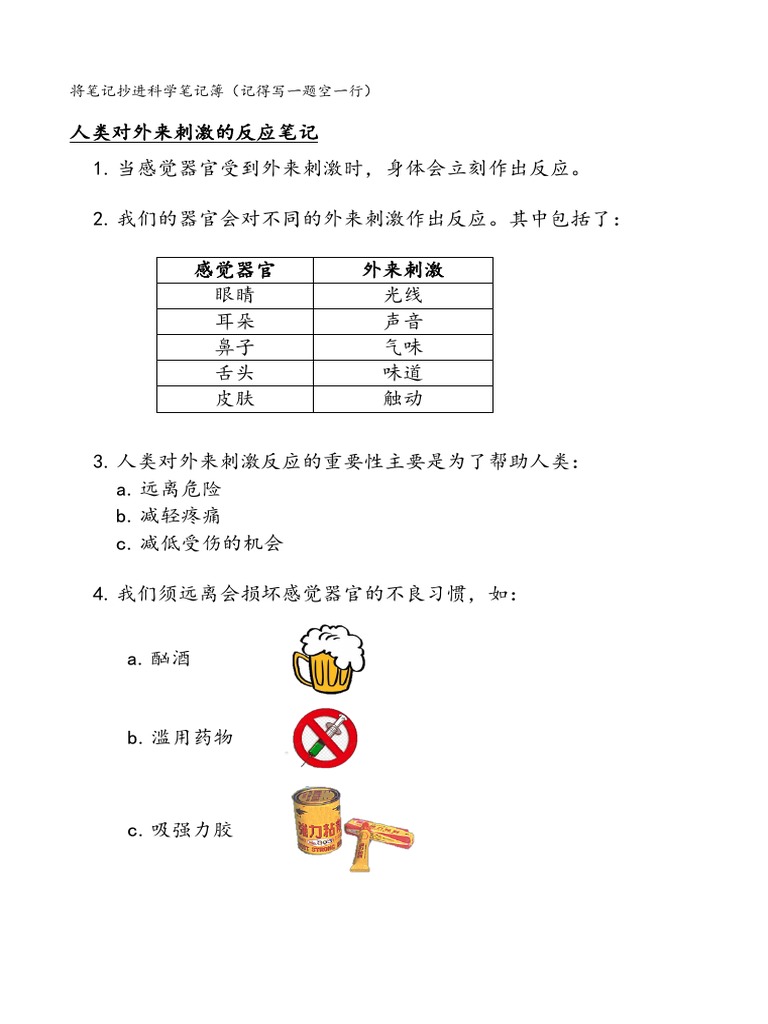 人类对外来刺激的笔记pdf Pdf
